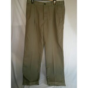 IZOD Mens 35x32 Metrix Fit Non Iron Pleated‎ Cotton Chino Pants Trousers